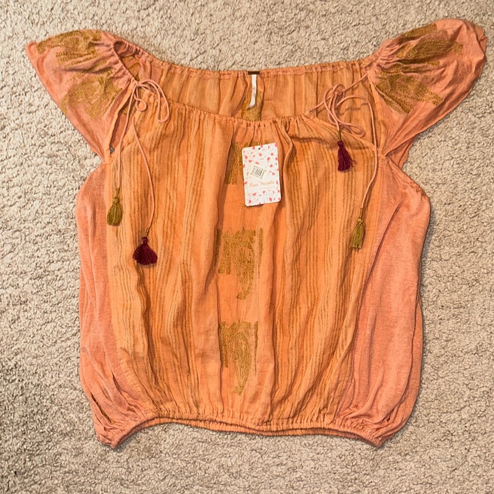 NWT Free People Bohemian Coral Blouse